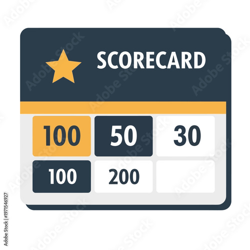 Scorecard with Star and Numbers: Game, Competition, or Achievement