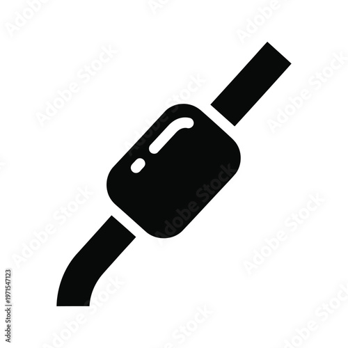A black and white illustration of a keyring with a key attached