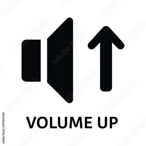 Icon indicating an increase in volume level with upward arrows and speaker symbol