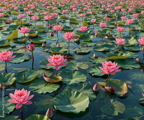 Pink Lotus Field Pattern – Nature-Inspired Repeating Floral Artwork