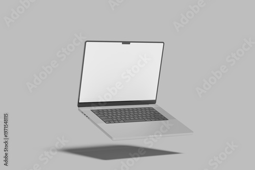 Floating Laptop Screen Blank Mockup
