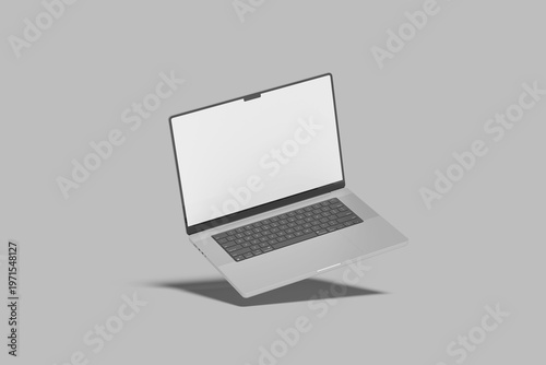 Floating Laptop Screen Blank Mockup