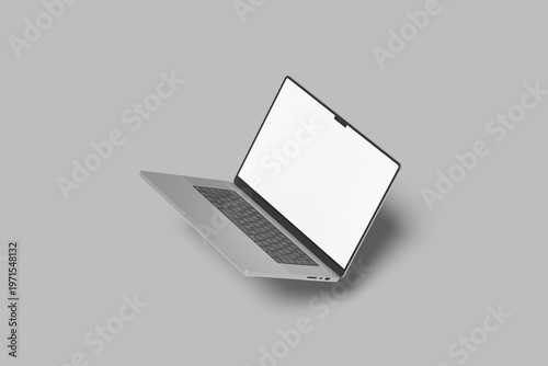 Floating Laptop Screen Blank Mockup