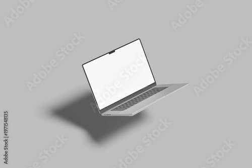 Floating Laptop Screen Blank Mockup