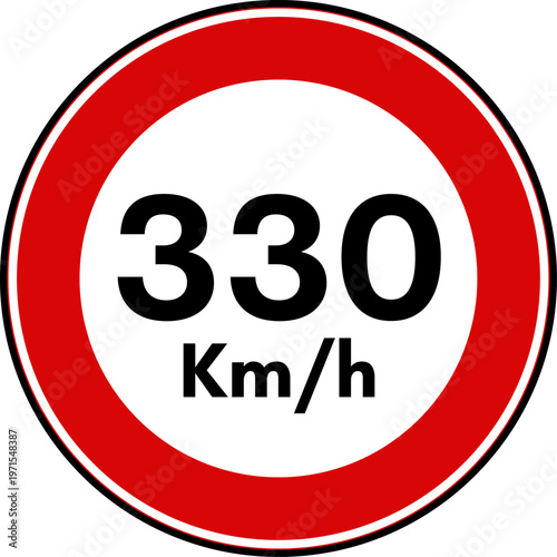 Speed Limit 330 kmh Traffic Sign Vector