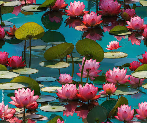 Pink Lotus Field Pattern – Nature-Inspired Repeating Floral Artwork