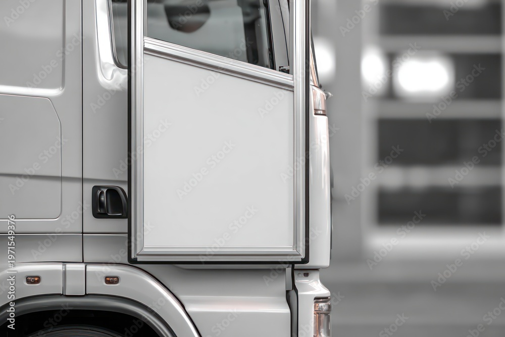Obraz premium Commercial truck side with empty branding space