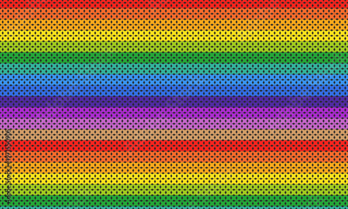 Rainbow cross-stitch pattern, LGBTQ+ symbols, and gender equality.