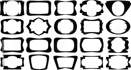 Collection of black and white frame and shape designs