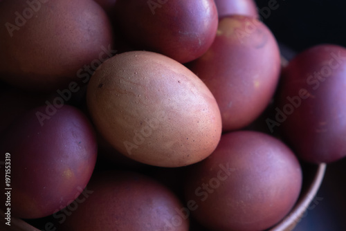 Handmade colorful Easter eggs for the Christian holiday