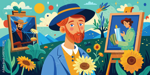 impressionist painter painting portraits landscapes and sunflowers