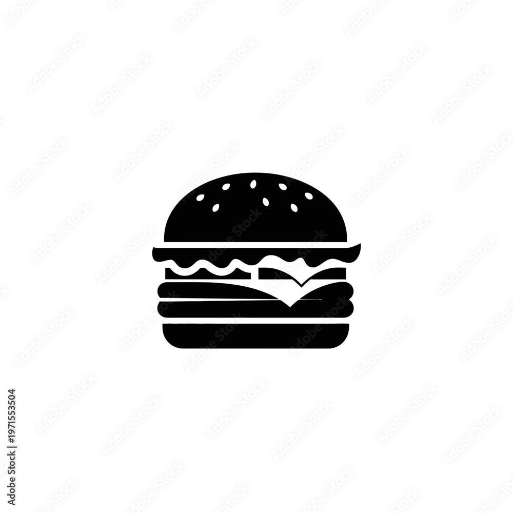 Fototapeta premium black silhouette of a hamburger on white background