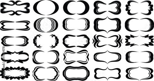 Collection of black and white decorative frames and borders