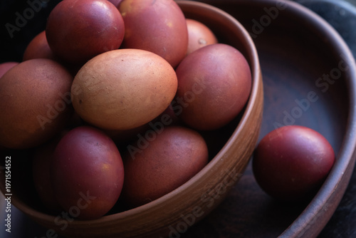 Handmade colorful Easter eggs for the Christian holiday