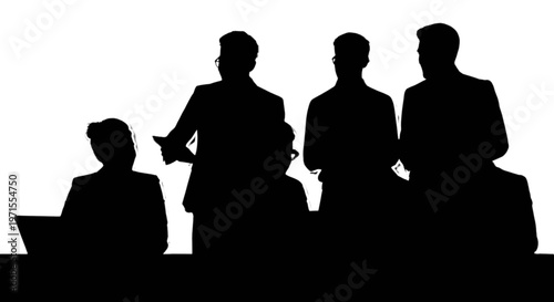 Four businesspeople in a meeting isolated on transparent background, Vector
