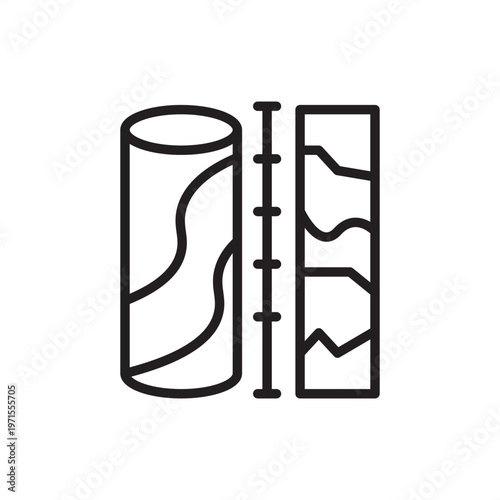 Core sample icon symbolizing geological research, represents subsurface drilling hardware, rock specimen tools, mineral exploration gear, stratigraphic analysis systems, and industrial soil logistics.