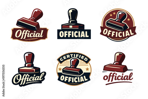 Official stamps collection with retro design elements and variations