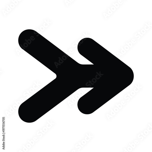 Modern stylized greater than symbol with rounded edges and smooth curves