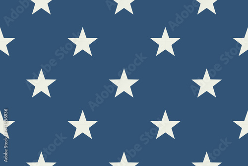 Seamless pattern Light white beige stars isoalted blue background Retro style Patriotic USA design perfect for Independence Day, textiles, wrapping paper Vintage themed decorations Conceptual backdrop