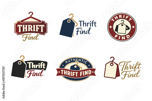 Thrift find logos collection with tags and hangers