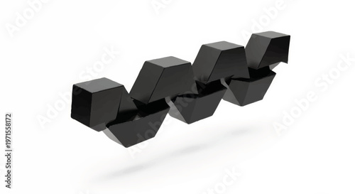 Modern black geometric bookshelf with angular design and space for books  