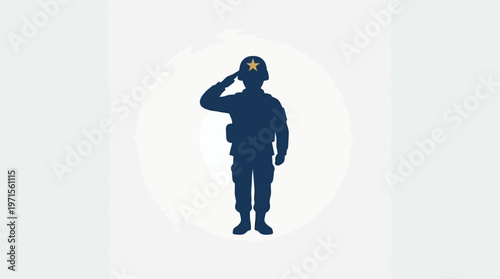 Silhouette of a Saluting Soldier