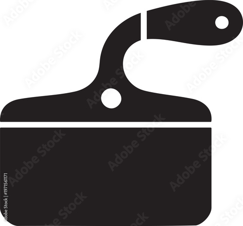 Black spatula tool with handle for spreading Logo
