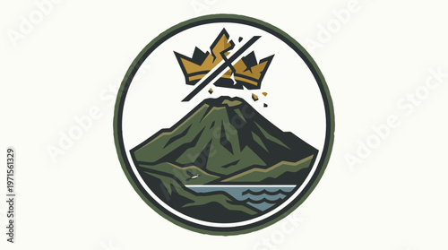 Volcanic Landscape With Crown Symbol