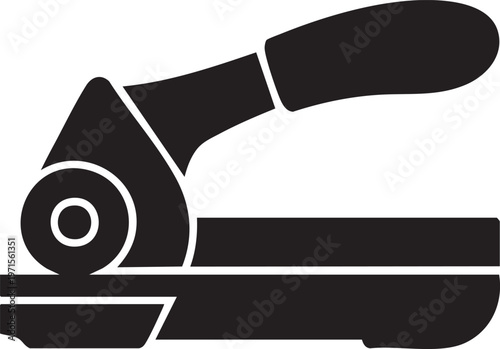Heavy duty stapler machine icon for office supply logo and stationery brand identity