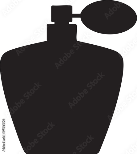 Perfume bottle silhouette logo elegant fragrance dispenser with atomizer bulb design