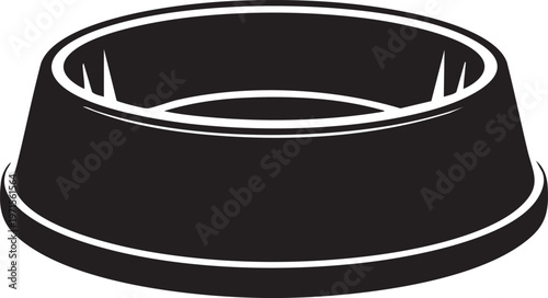Simple round pet bowl logo for animal feeding and water dish branding on white background