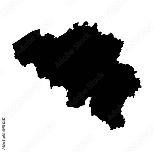 Belgium map silhouette isolated on transparent background for geographical vector graphics