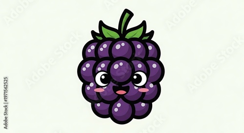 Cartoon blackberry fruit character smiling.