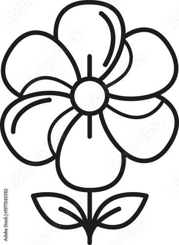 Simple black and white floral illustration a delicate hand drawn flower design