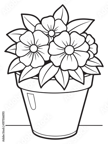 Elegant photo of flower pot coloring page for kids