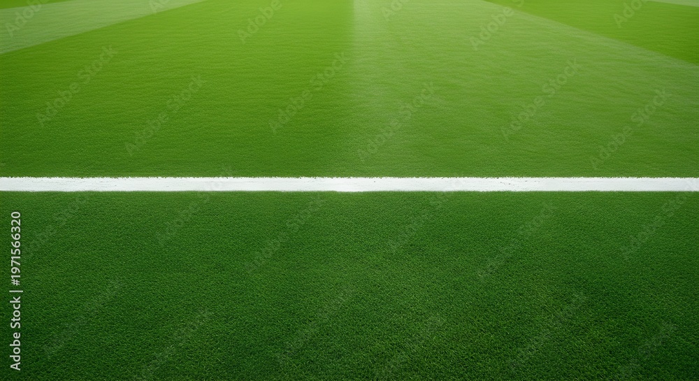 Obraz premium Green soccer field with white line, sports background
