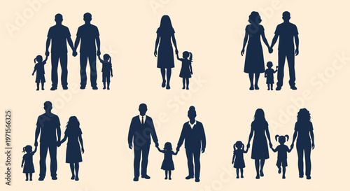 Diverse family structures and relationships icons.
