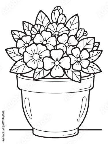 Elegant photo of flower pot coloring page for kids