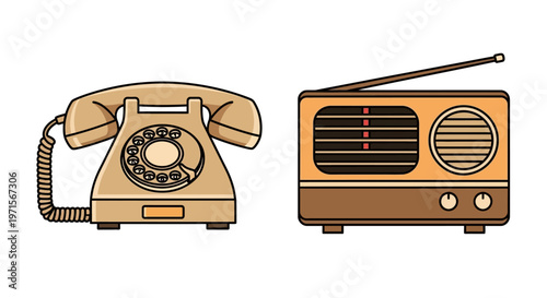 Vintage Radio and Telephone Devices.