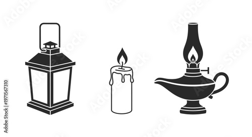 Black and white lamp illustrations.