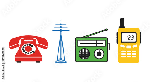 Vintage communication devices and radio.
