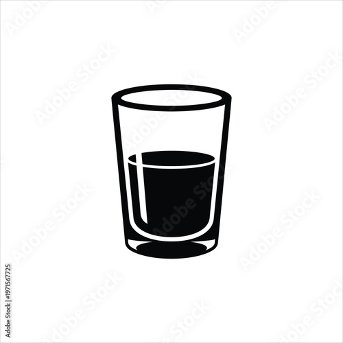 Shot Glass Filled Halfway With Liquid Simple Vector Icon for Beverage and Bar Services Isolated on white background