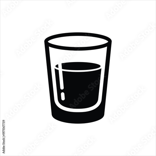 Shot Glass Filled With Liquid Vector Icon Minimalist Barware Detail Isolated on white background