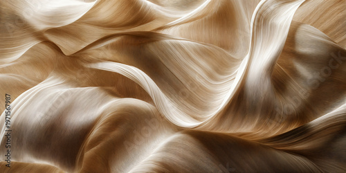 Abstract Silk Fabric Waves with Elegant Golden Beige Texture