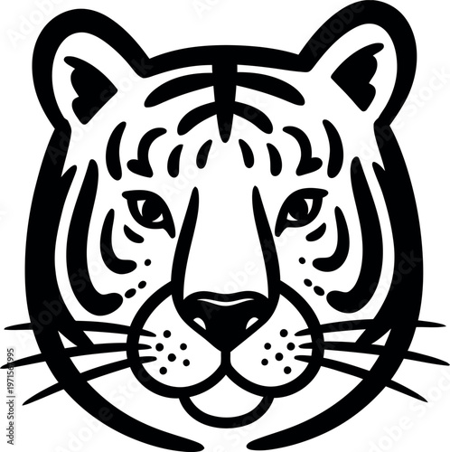 Black and white tiger head illustration