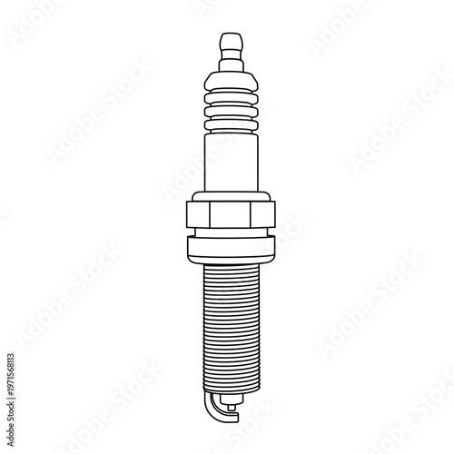 Spark plug outline vector illustration automotive ignition component line icon for engine repair service maintenance isolated on white background