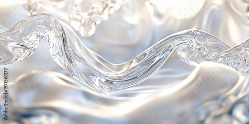 Abstract Transparent Liquid Wave with Soft Light and Smooth Flow