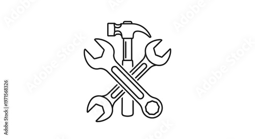 Crossed Wrenches and Hammer Tools.
