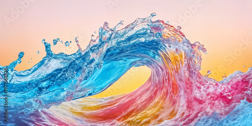 Colorful Water Wave Splash with Vibrant Gradient Motion
