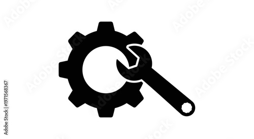 Bild auf Leinwand Gear with wrench tool icon symbol.